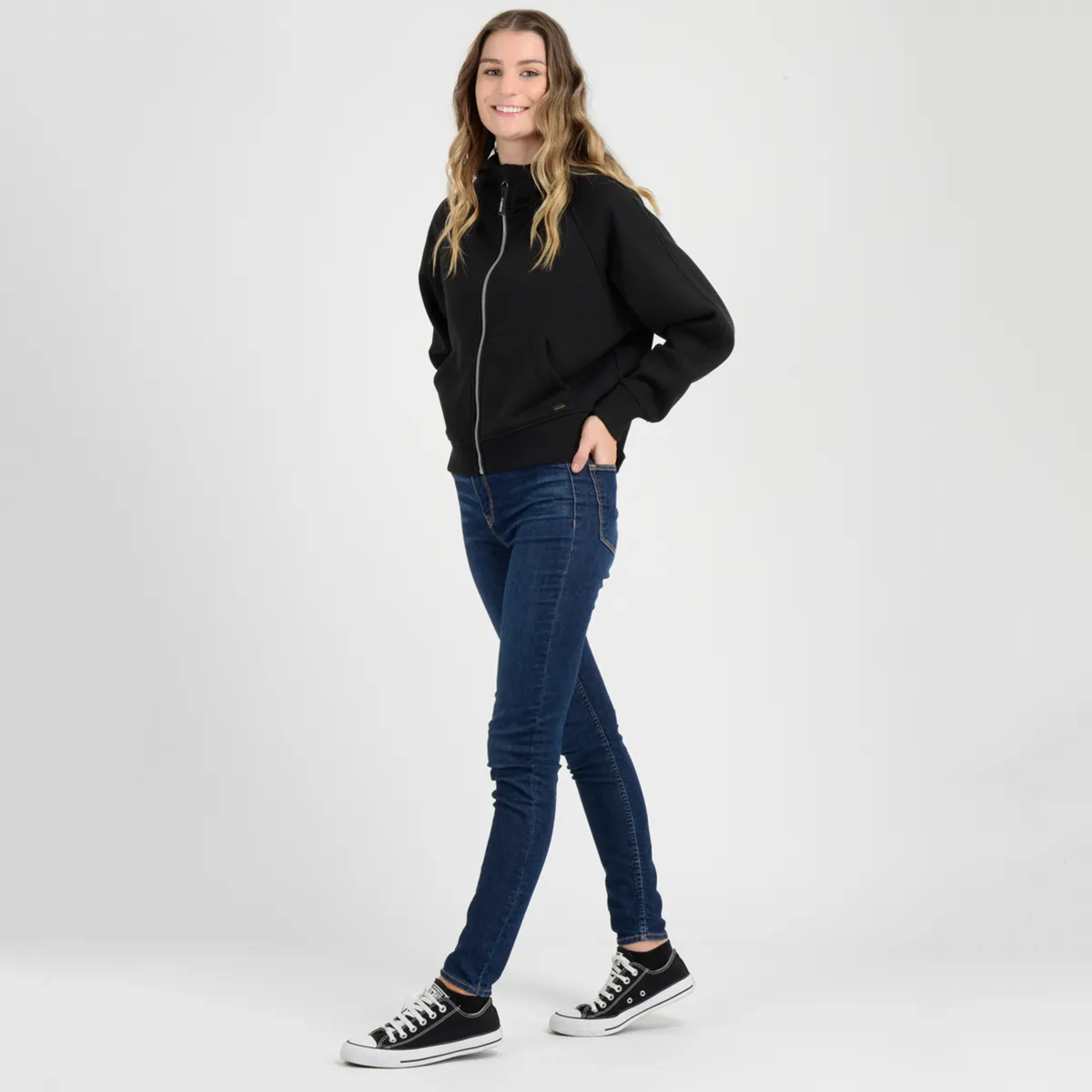 Poleron Full Zipper Storm O'Neill Mujer Negro - Imagen 4