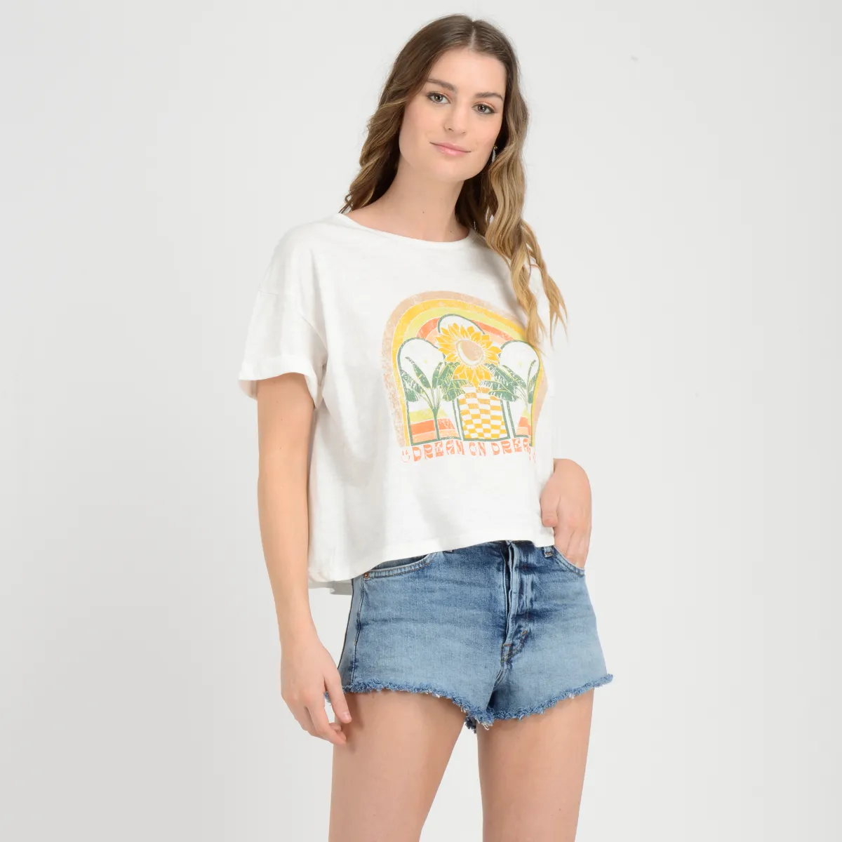 Polera Manga Corta Flower O'Neill Mujer Beige Claro - Imagen 2