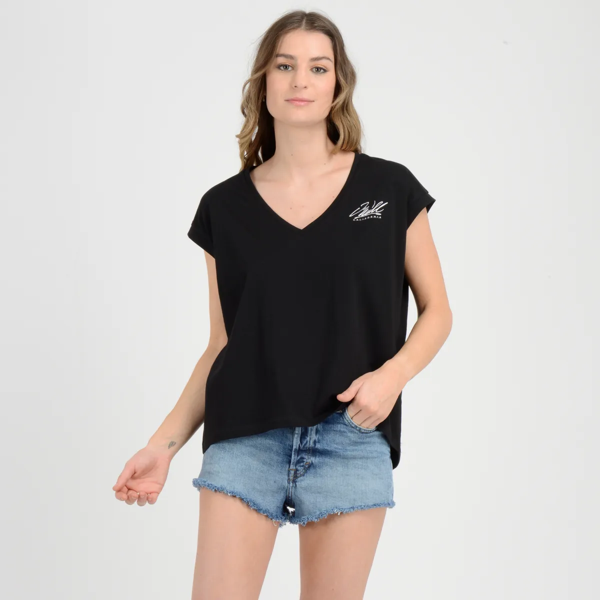 Polera Manga Corta Angel O'Neill Mujer Negro
