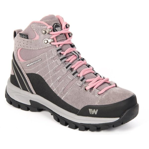 Botín Mujer Battuta Mid Gris-Rosado