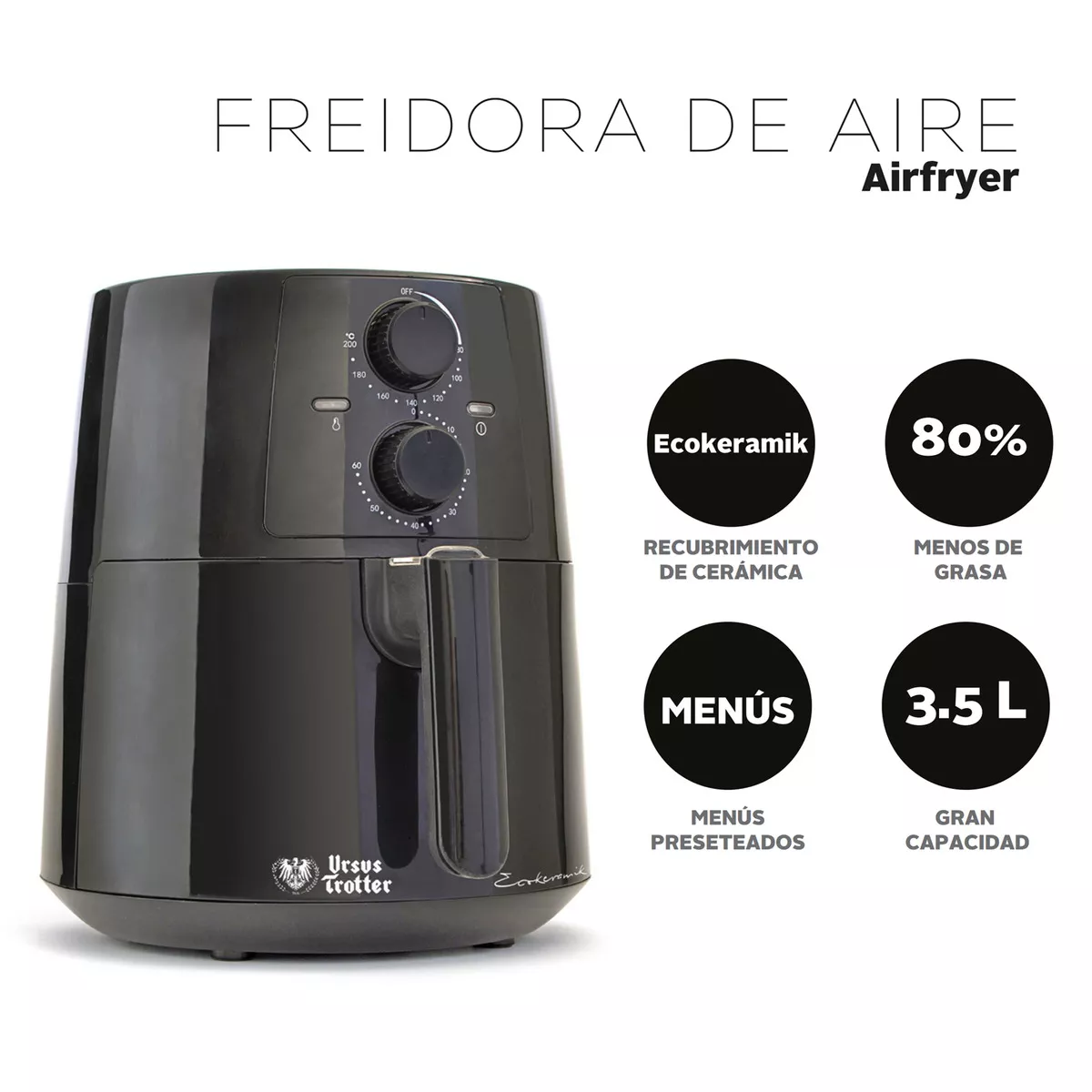 Freidora De Aire Ursus Trotter Keramikair 3,5 Lts Air Fryer - Imagen 3