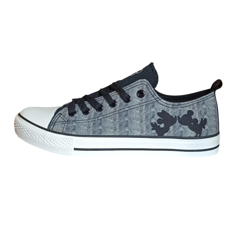 Zapatillas Mujer Gris con Negro  Disney Modelo Minnie Mouse diseño Mickey y Minnie - Imagen 2