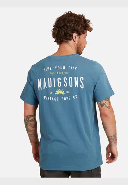 Polera Sun Wave Maui Hombre Denim - Imagen 2