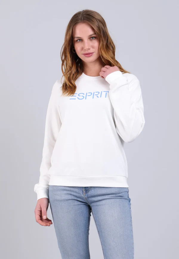 Poleron Logo Estampado Esprit Mujer Blanco - Imagen 4