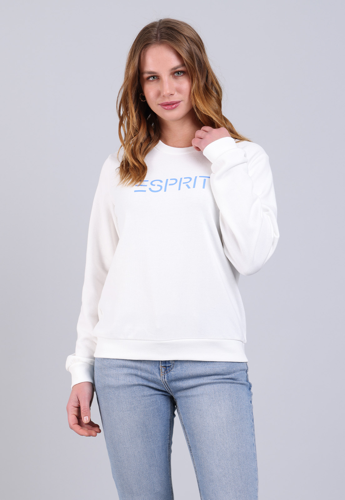 Poleron Logo Estampado Esprit Mujer Blanco - Imagen 4