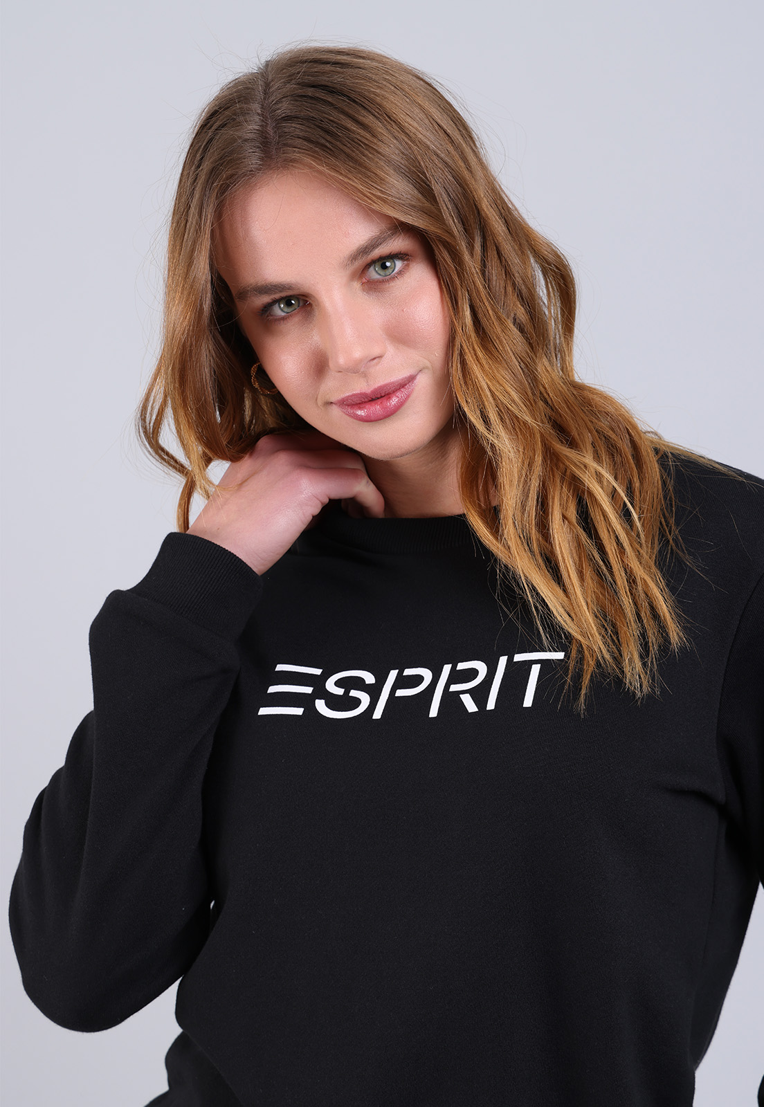 Poleron Logo Estampado Esprit Mujer Negro