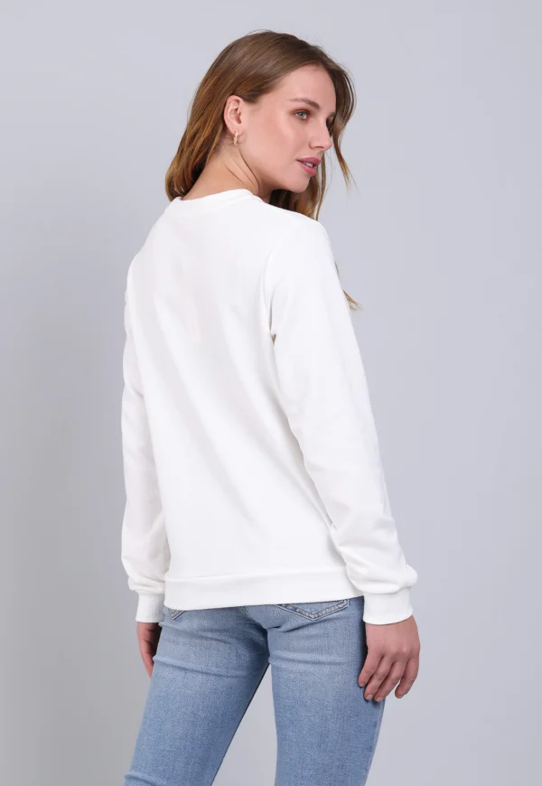 Poleron Logo Estampado Esprit Mujer Blanco