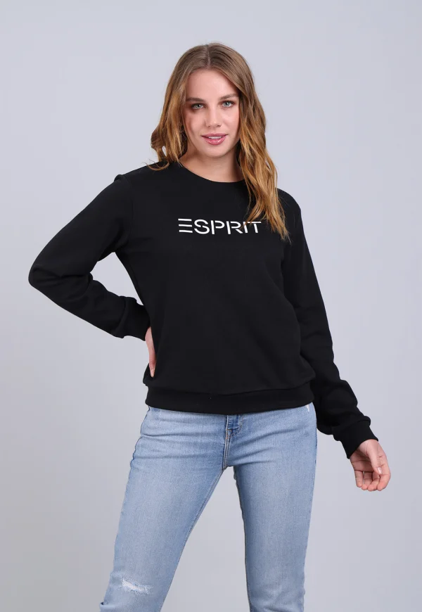 Poleron Logo Estampado Esprit Mujer Negro - Imagen 2