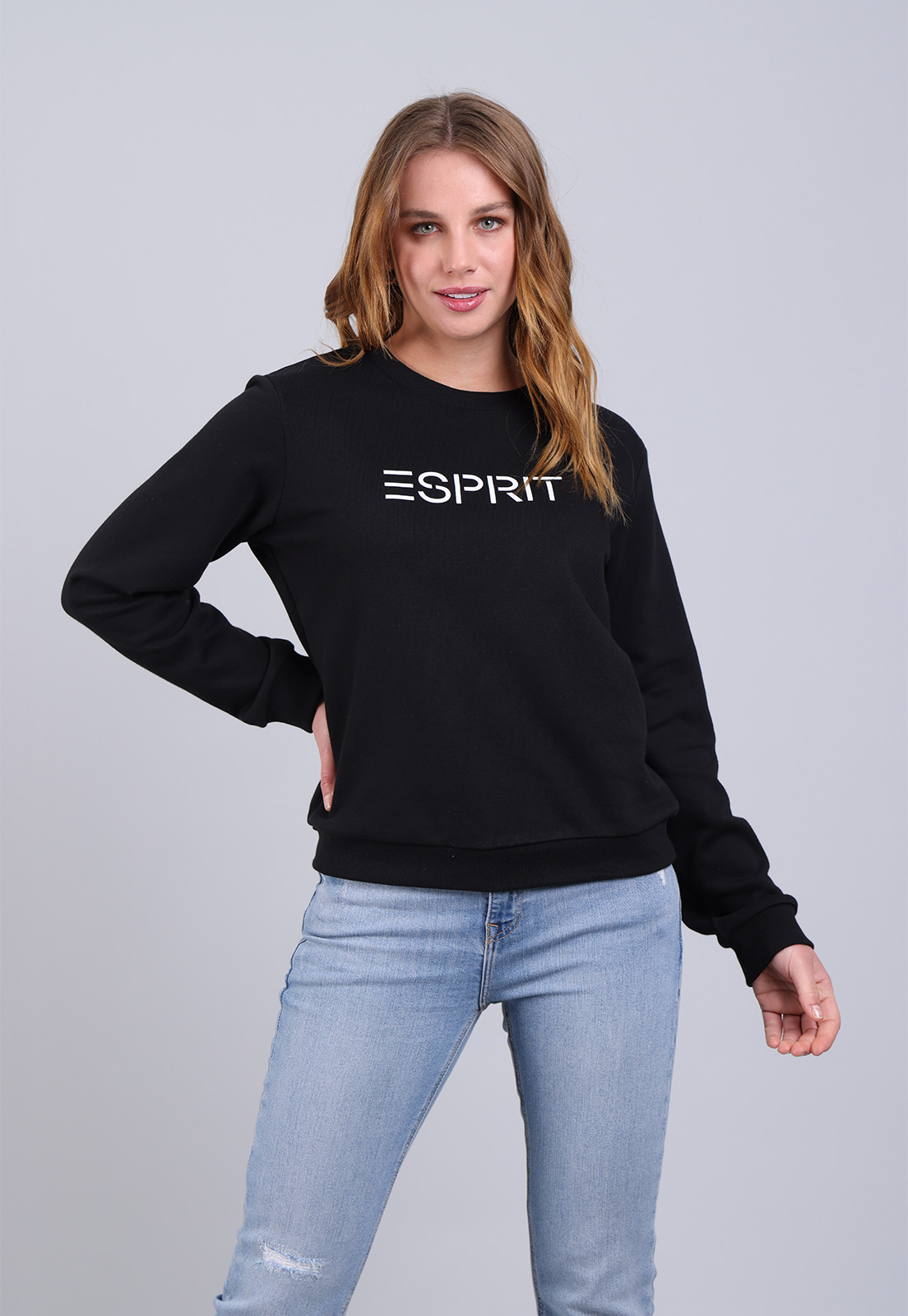 Poleron Logo Estampado Esprit Mujer Negro - Imagen 2