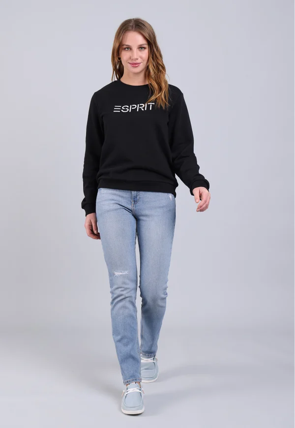 Poleron Logo Estampado Esprit Mujer Negro - Imagen 3