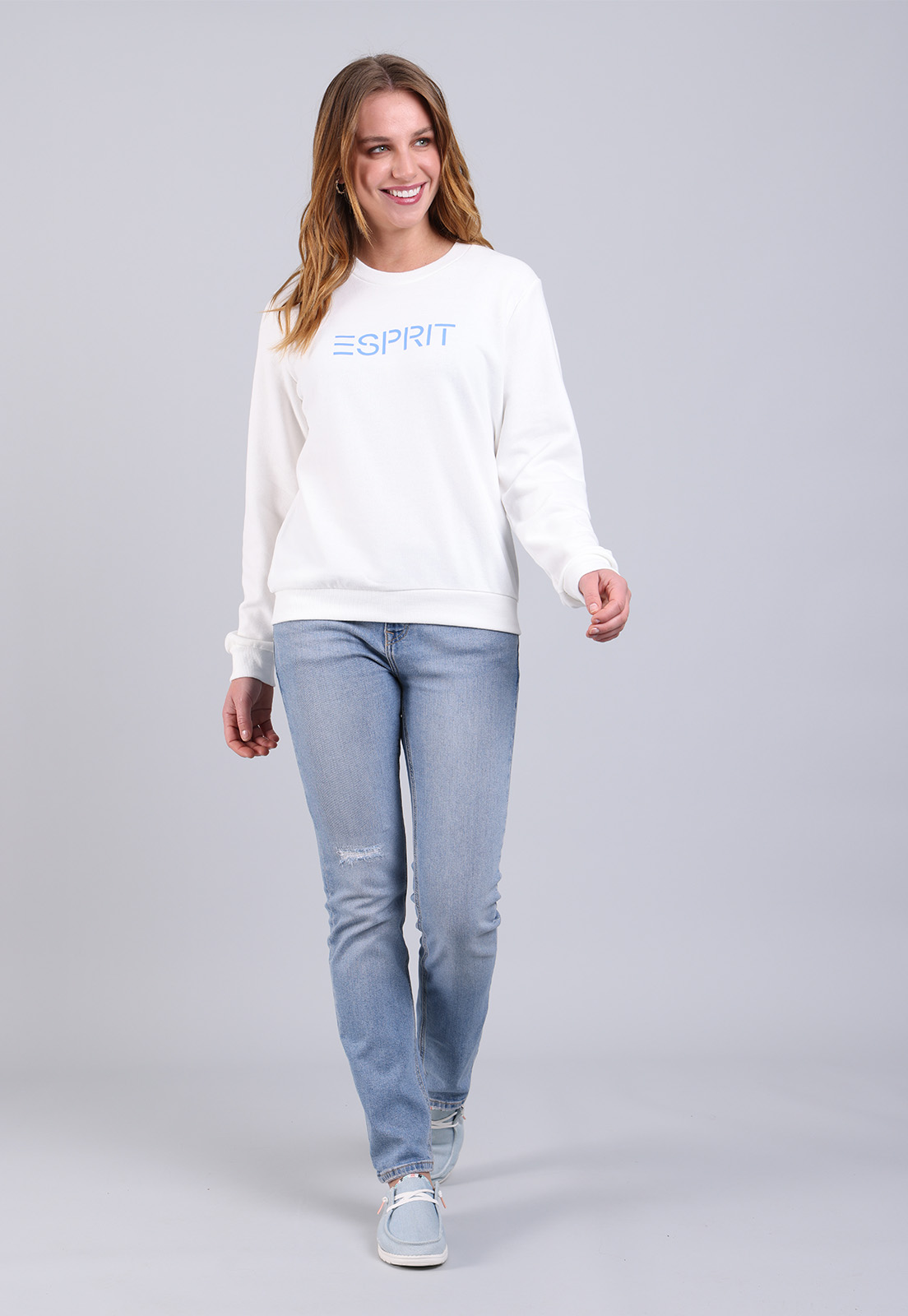 Poleron Logo Estampado Esprit Mujer Blanco - Imagen 3